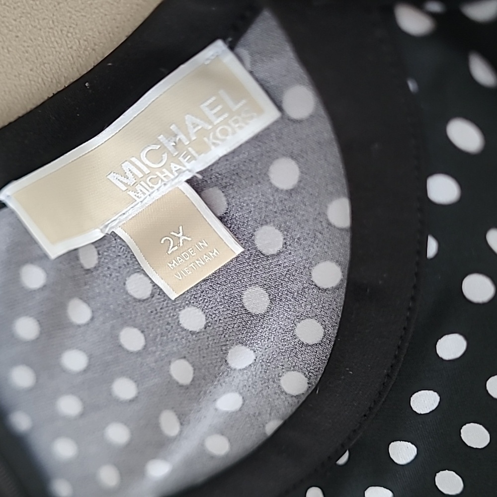 Micheal Kors polka dots black & white midi dress 2X - Picture 8 of 8
